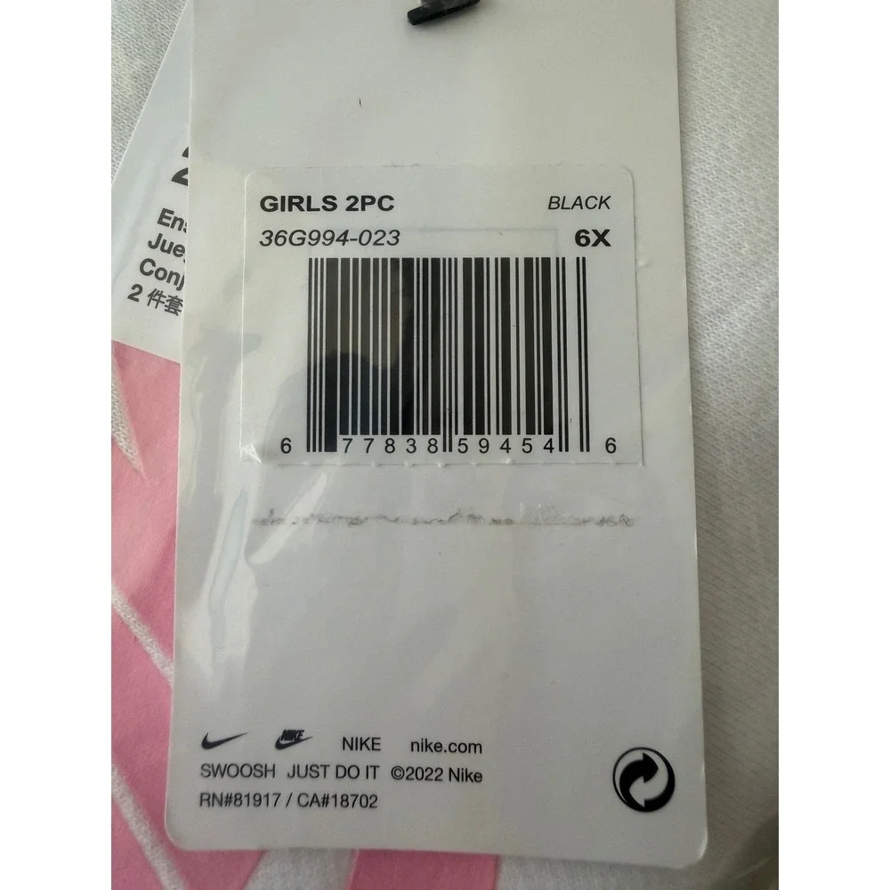 Nike Girls 2-Piece Set Sweatshirt and Leggings White Black Pink Size 6X - Picture 8 of 9